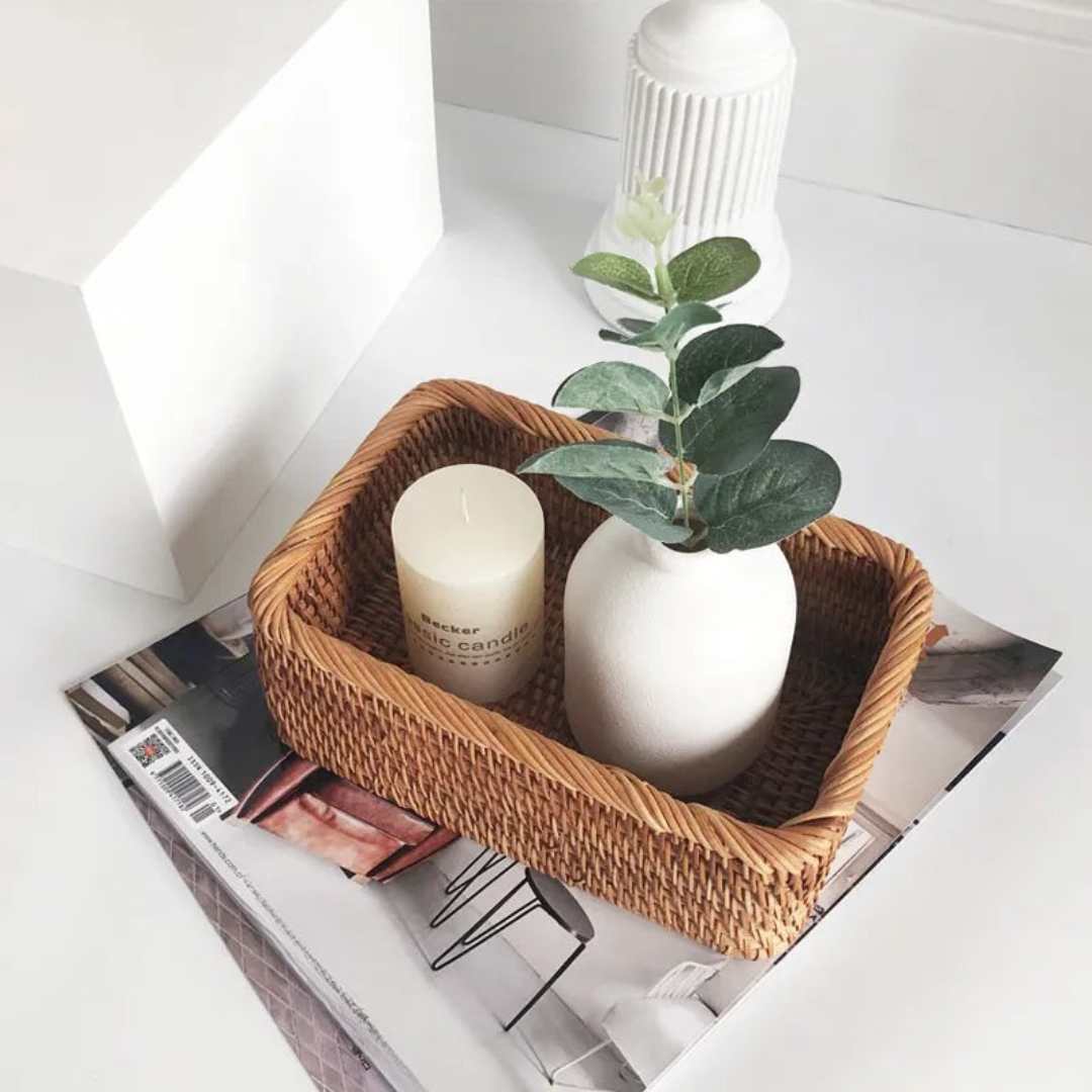 Storage Basket Woven Rattan-Style Three Sizes