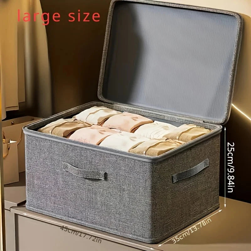 Storage Box Foldable Zipper Lid Breathable Fabric