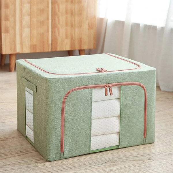 Storage Box Foldable with Clear Zippered Windows