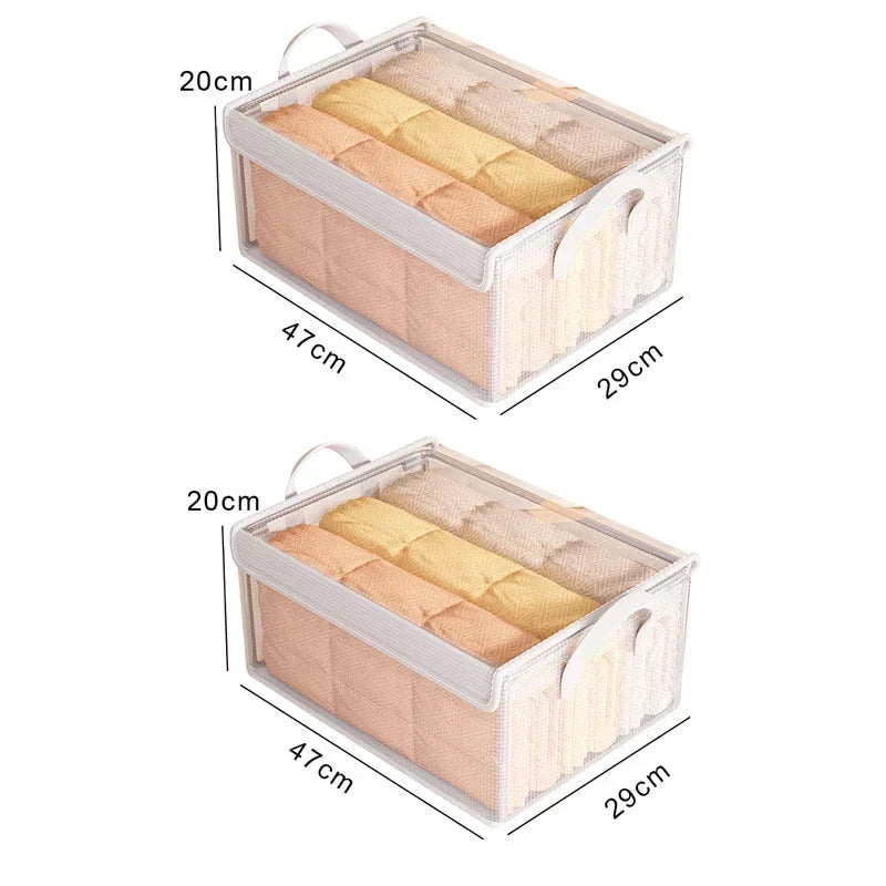 Storage Box Transparent Foldable & Stackable with Stainless Steel Frame