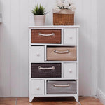 Storage Cabinet Removable Woven Baskets & Wooden Drawers