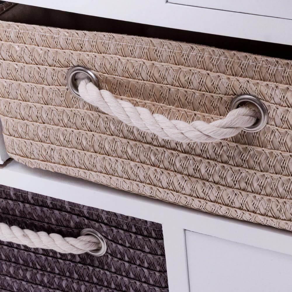 Storage Cabinet Removable Woven Baskets & Wooden Drawers