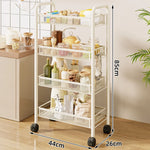 Storage Cart 3-Tier Rolling Mesh Shelves With Hooks