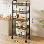 Storage Cart 3-Tier Rolling Mesh Shelves With Hooks