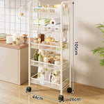 Storage Cart 3-Tier Rolling Mesh Shelves With Hooks