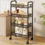 Storage Cart 3-Tier Rolling Mesh Shelves With Hooks