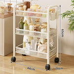 Storage Cart 3-Tier Rolling Mesh Shelves With Hooks