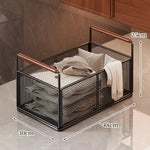 Storage Cart Open Mesh Wooden Handles With Swivel Casters