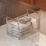 Storage Cart Open Mesh Wooden Handles With Swivel Casters