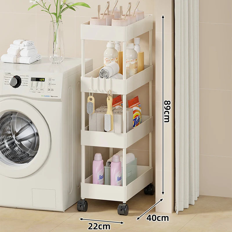 Storage Cart Slim Rolling Four Deep Trays Locking Casters