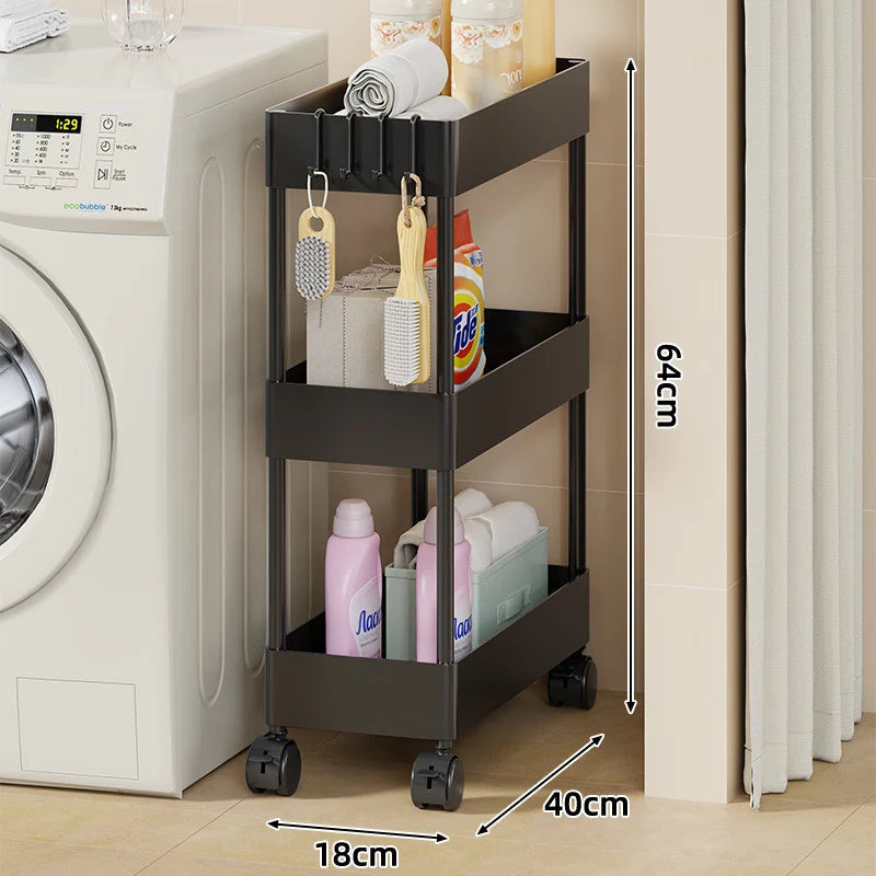 Storage Cart Slim Rolling Four Deep Trays Locking Casters