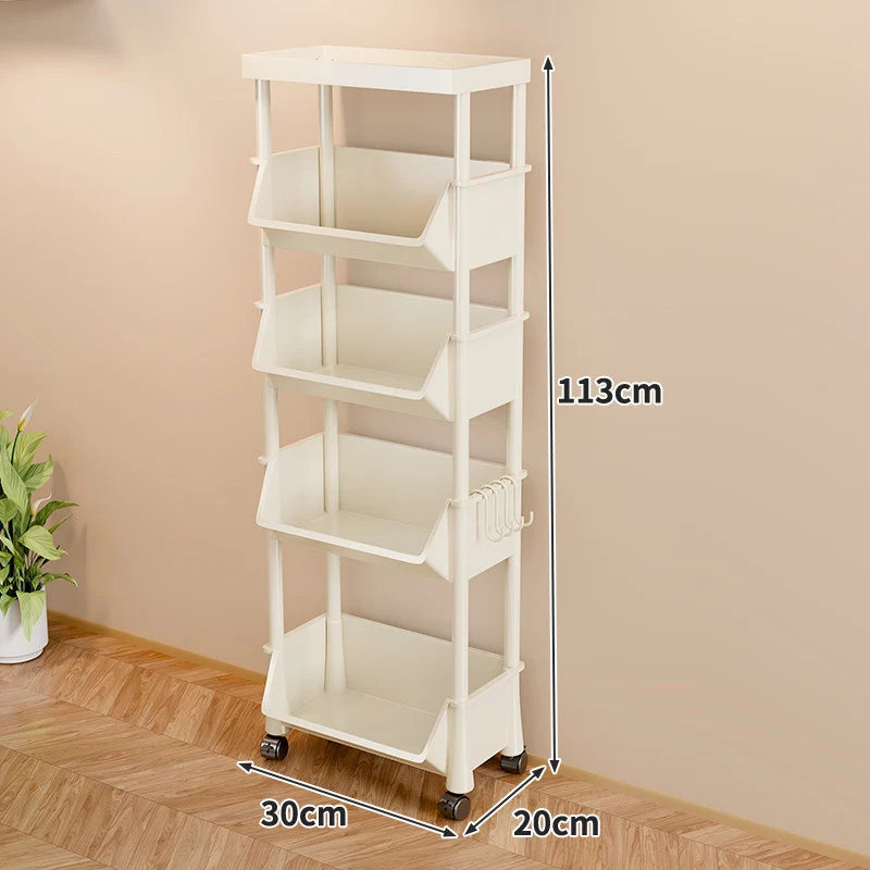 Storage Cart Slim Rolling Open Storage With Hooks