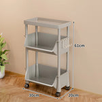 Storage Cart Slim Rolling Open Storage With Hooks