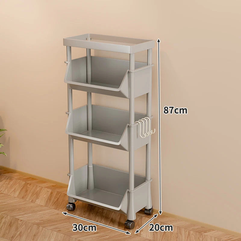Storage Cart Slim Rolling Open Storage With Hooks