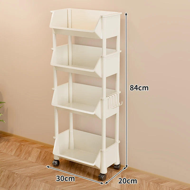 Storage Cart Slim Rolling Open Storage With Hooks