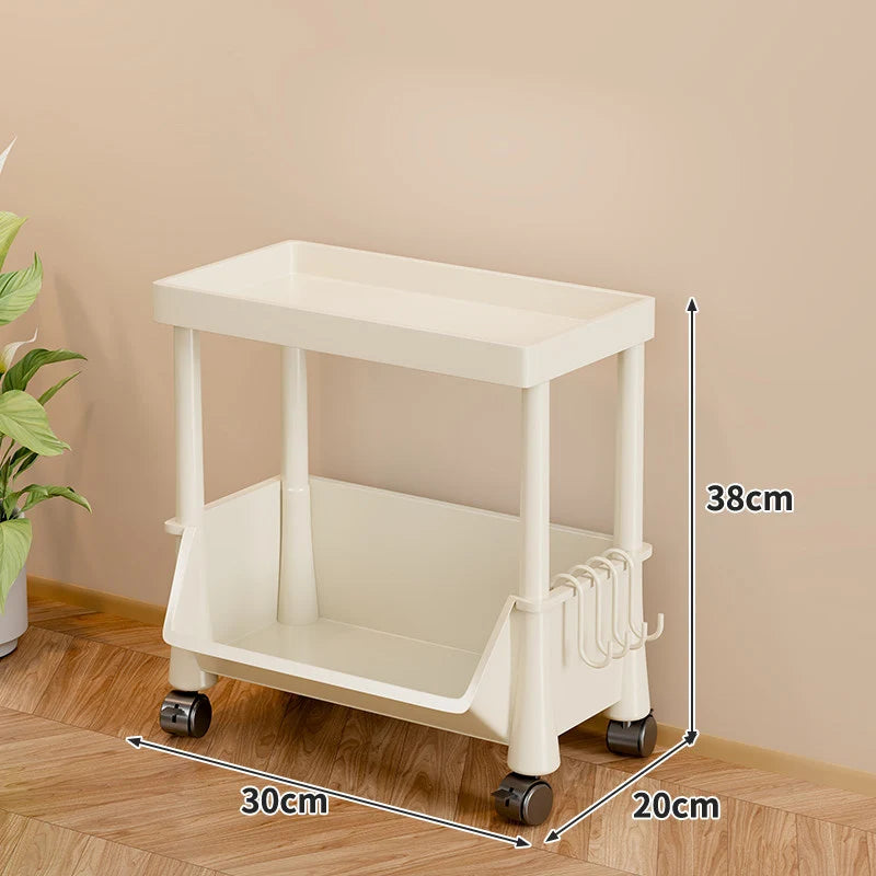 Storage Cart Slim Rolling Open Storage With Hooks