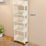 Storage Cart Slim Rolling Open Storage With Hooks