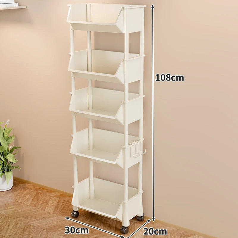 Storage Cart Slim Rolling Open Storage With Hooks