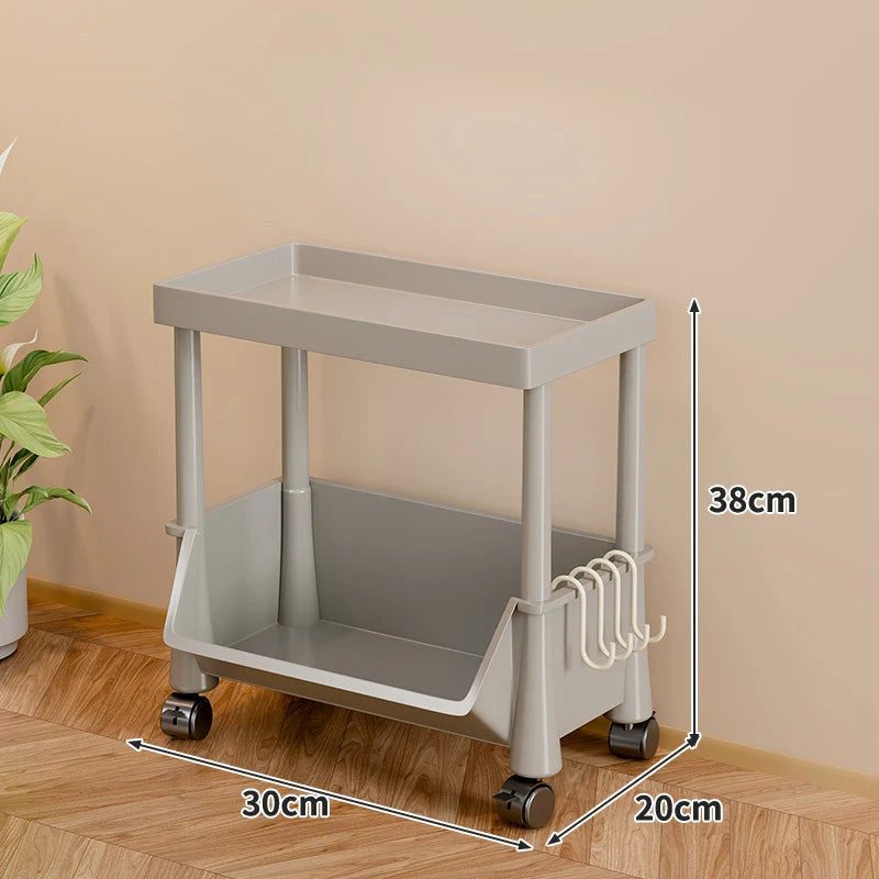 Storage Cart Slim Rolling Open Storage With Hooks