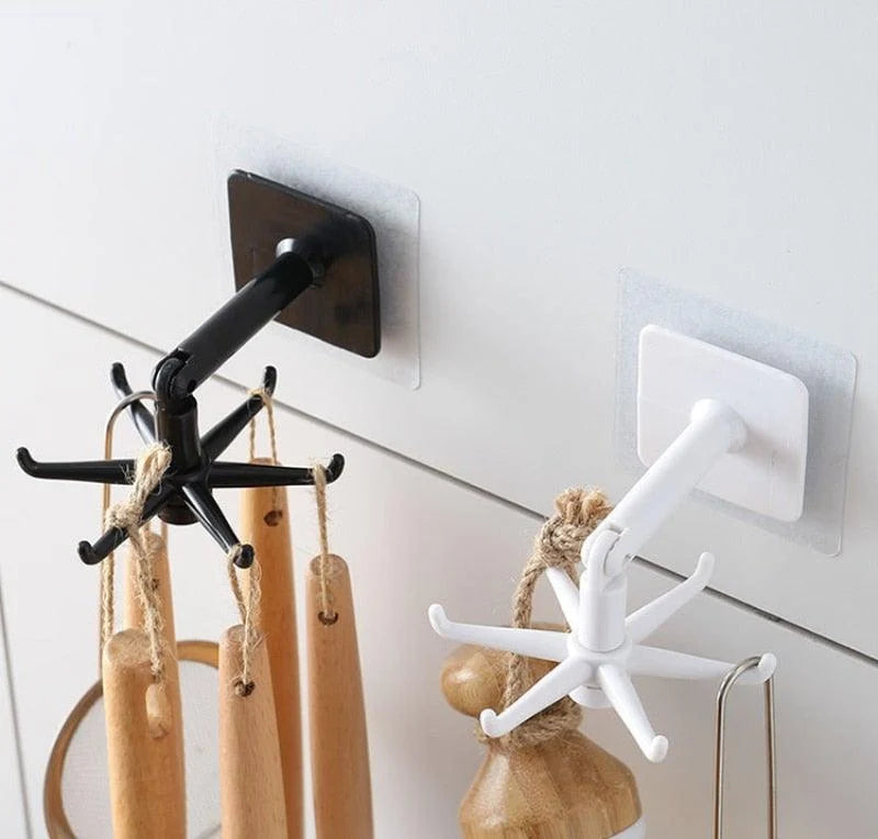Storage Hooks 360-Degree Swivel Drill-Free Adhesive Mount