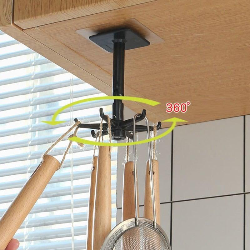 Storage Hooks 360-Degree Swivel Drill-Free Adhesive Mount