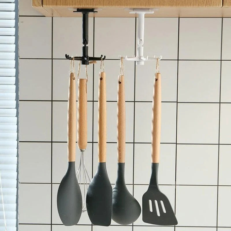 Storage Hooks 360-Degree Swivel Drill-Free Adhesive Mount