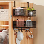 Storage Organizer Over-Door Four-Tier Metal Mesh Baskets
