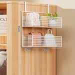 Storage Organizer Over-Door Four-Tier Metal Mesh Baskets
