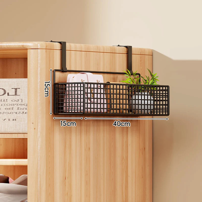 Storage Organizer Over-Door Four-Tier Metal Mesh Baskets