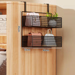 Storage Organizer Over-Door Four-Tier Metal Mesh Baskets