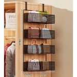 Storage Organizer Over-Door Four-Tier Metal Mesh Baskets