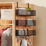 Storage Organizer Over-Door Four-Tier Metal Mesh Baskets