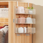 Storage Organizer Over-Door Four-Tier Metal Mesh Baskets