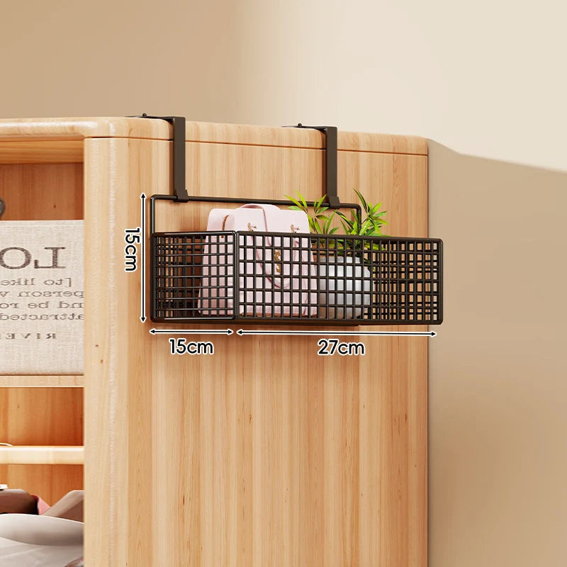 Storage Organizer Over-Door Four-Tier Metal Mesh Baskets