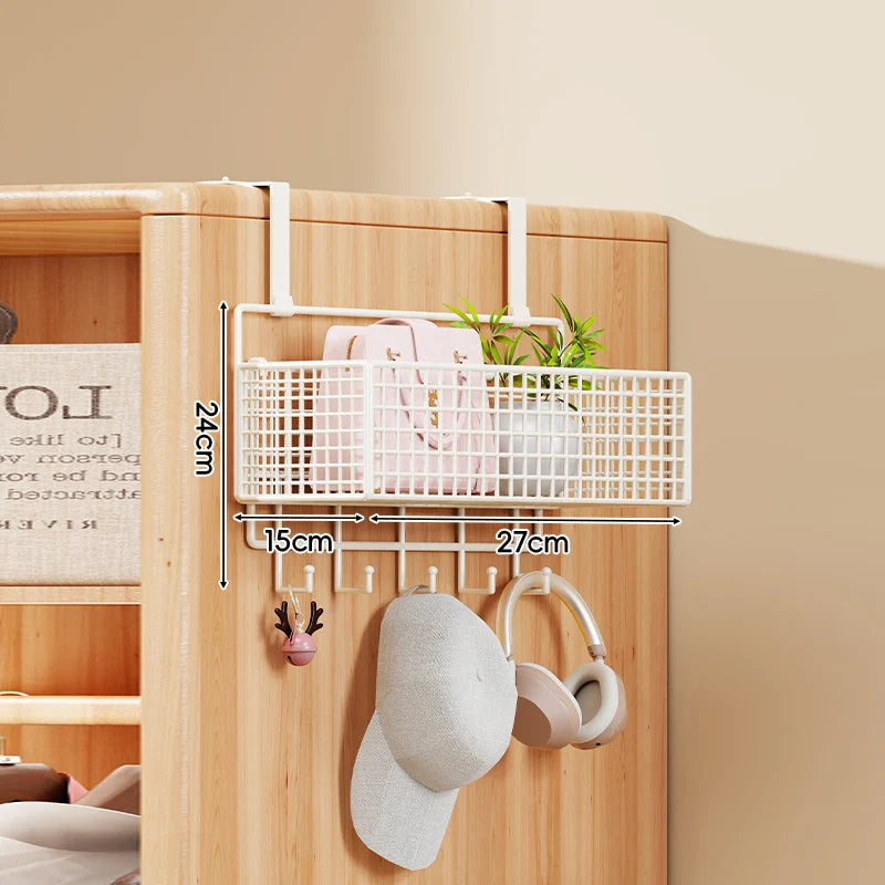 Storage Organizer Over-Door Four-Tier Metal Mesh Baskets