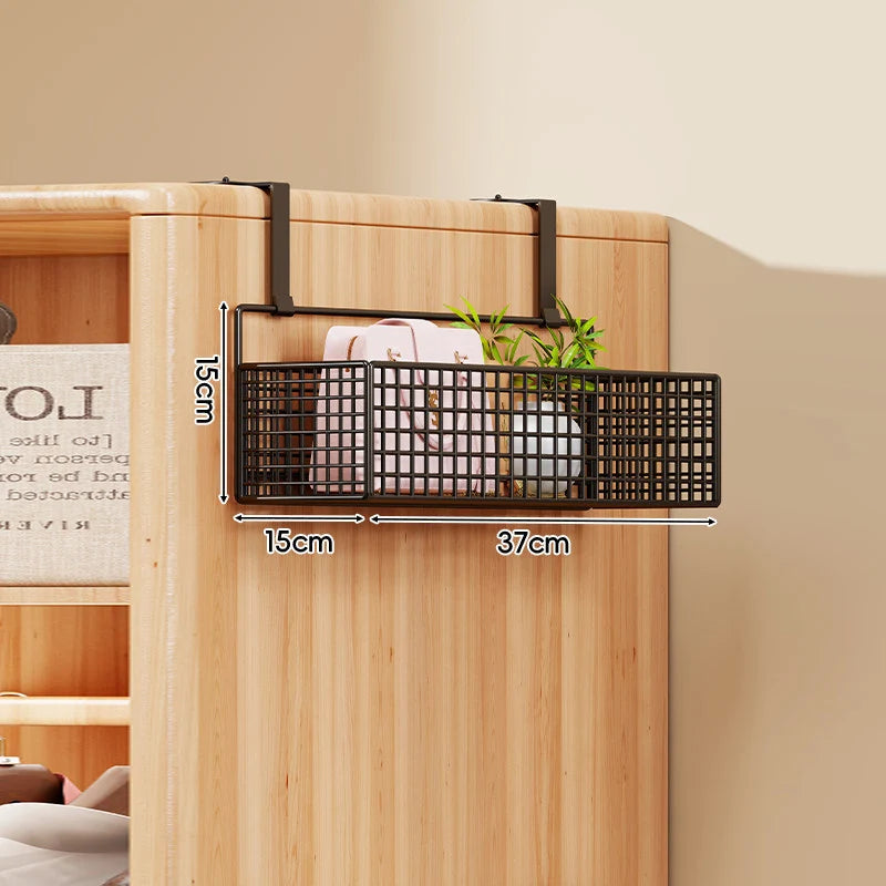Storage Organizer Over-Door Four-Tier Metal Mesh Baskets