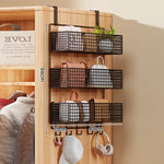 Storage Organizer Over-Door Four-Tier Metal Mesh Baskets