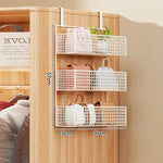 Storage Organizer Over-Door Four-Tier Metal Mesh Baskets
