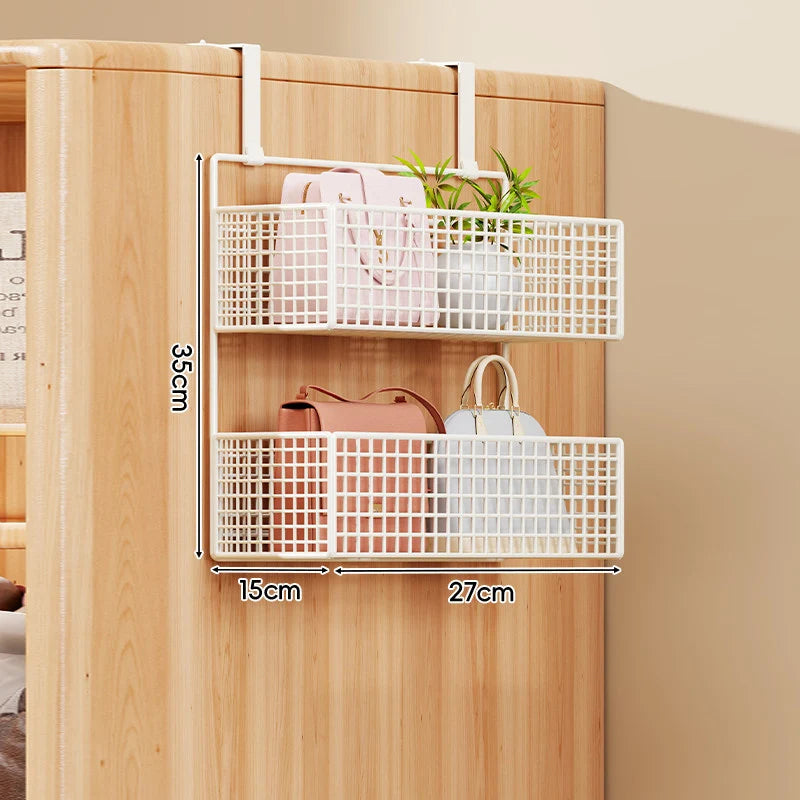 Storage Organizer Over-Door Four-Tier Metal Mesh Baskets