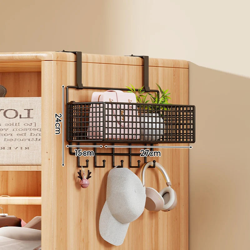 Storage Organizer Over-Door Four-Tier Metal Mesh Baskets