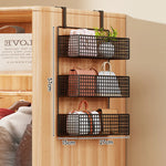 Storage Organizer Over-Door Four-Tier Metal Mesh Baskets