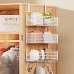 Storage Organizer Over-Door Four-Tier Metal Mesh Baskets
