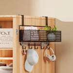 Storage Organizer Over-Door Four-Tier Metal Mesh Baskets