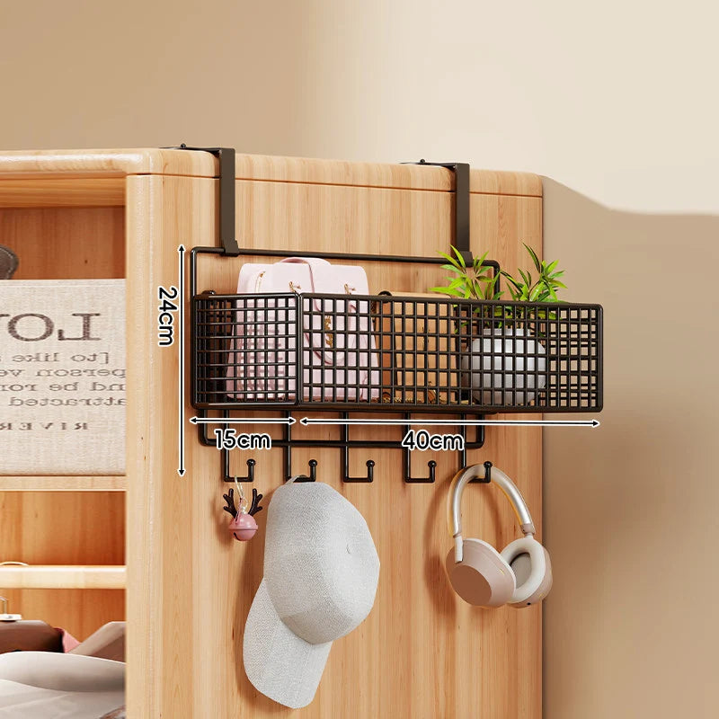 Storage Organizer Over-Door Four-Tier Metal Mesh Baskets