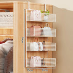 Storage Organizer Over-Door Four-Tier Metal Mesh Baskets