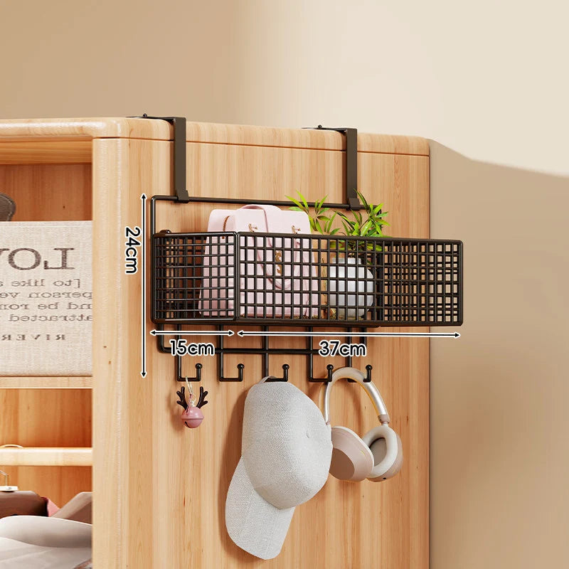 Storage Organizer Over-Door Four-Tier Metal Mesh Baskets