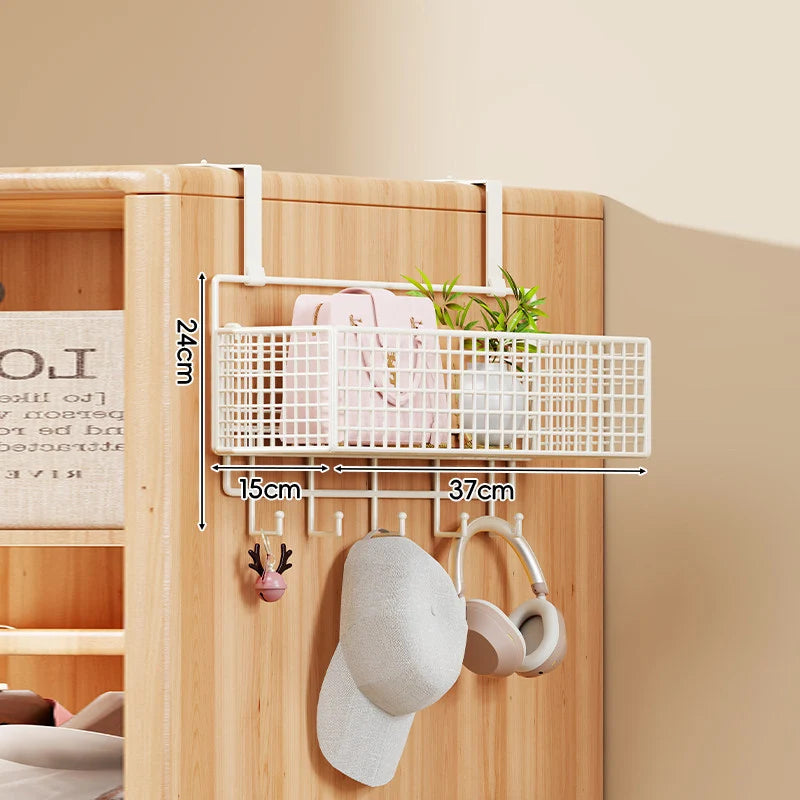 Storage Organizer Over-Door Four-Tier Metal Mesh Baskets