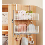 Storage Organizer Over-Door Four-Tier Metal Mesh Baskets
