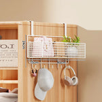 Storage Organizer Over-Door Four-Tier Metal Mesh Baskets
