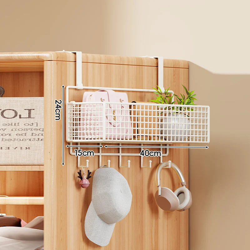 Storage Organizer Over-Door Four-Tier Metal Mesh Baskets